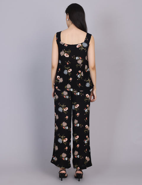 Wearhouse Women's Black Woven Slim Fit Viscose Coord Set