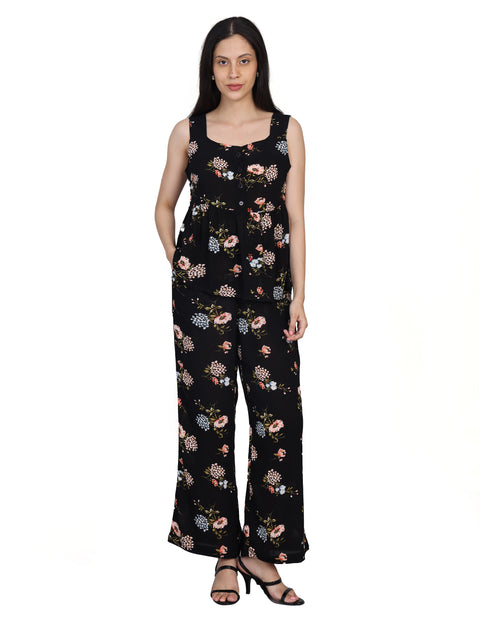 Wearhouse Women's Black Woven Slim Fit Viscose Coord Set