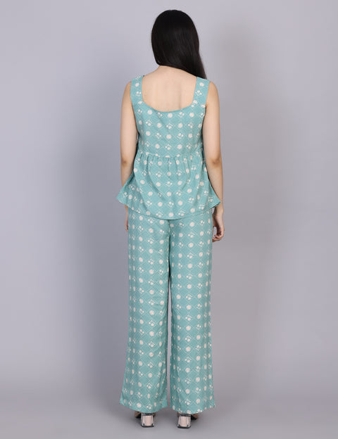 Wearhouse Women's Blue Woven Slim Fit Viscose Coord Set