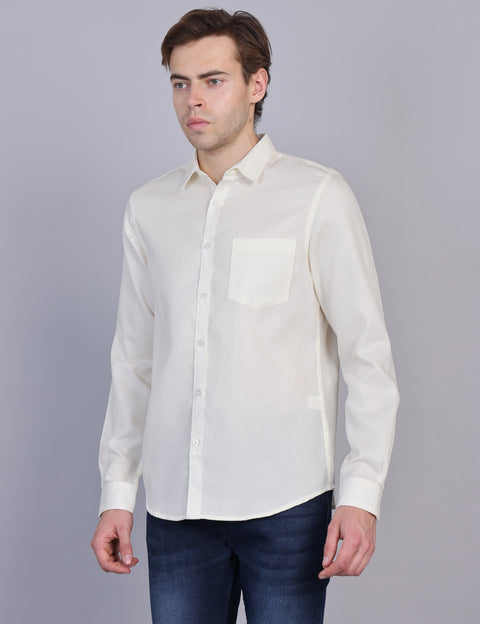 Wearhouse Men's Lemon Solid Full Sleeve Regular Fit Cotton Shirt