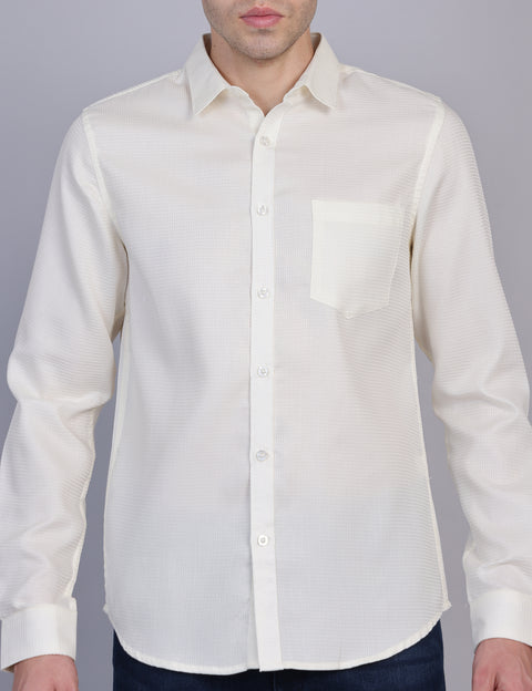 Wearhouse Men's Lemon Solid Full Sleeve Regular Fit Cotton Shirt