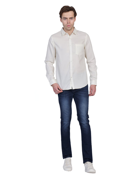 Wearhouse Men's Lemon Solid Full Sleeve Regular Fit Cotton Shirt