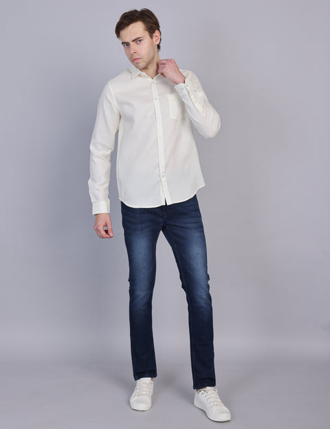 Wearhouse Men's Lemon Solid Full Sleeve Regular Fit Cotton Shirt