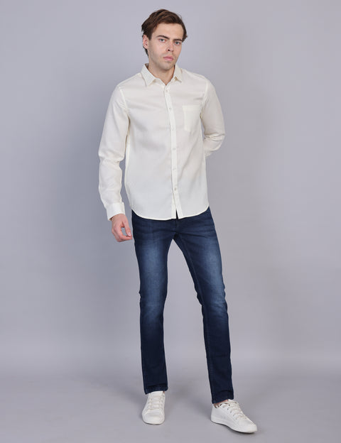 Wearhouse Men's Lemon Solid Full Sleeve Regular Fit Cotton Shirt