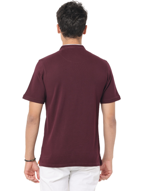 Men's Maroon Short Sleeve Henley T-Shirt