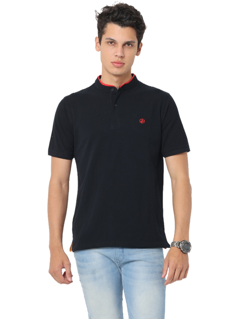 Men's Short Sleeve Henley Neck T-Shirt, Black