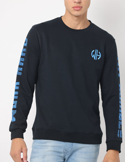 Men's Black Black Slim Fit Sweatshirt