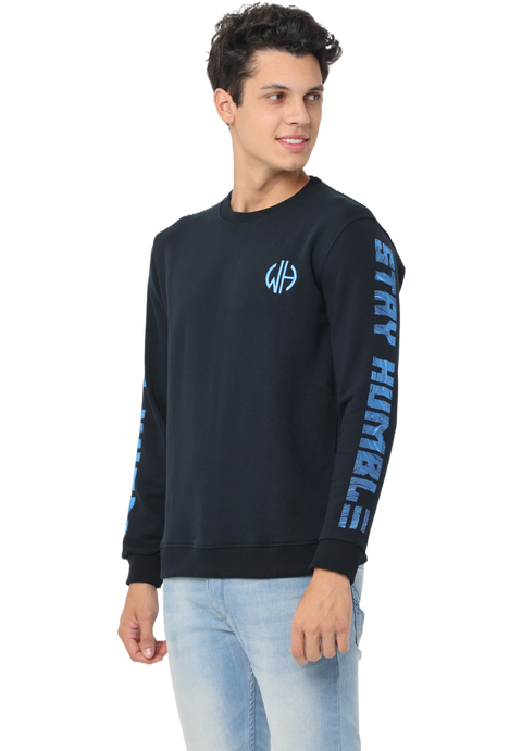 Men's Black Black Slim Fit Sweatshirt