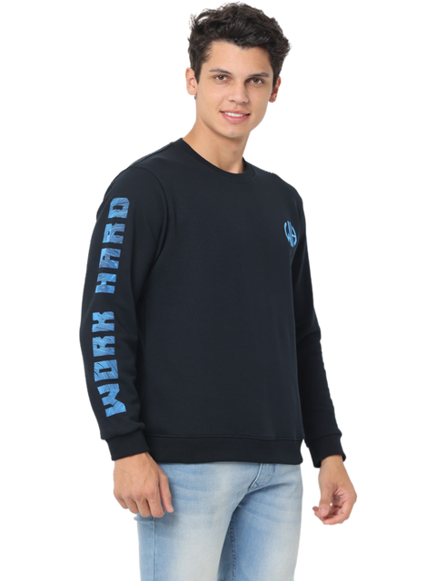 Men's Black Black Slim Fit Sweatshirt