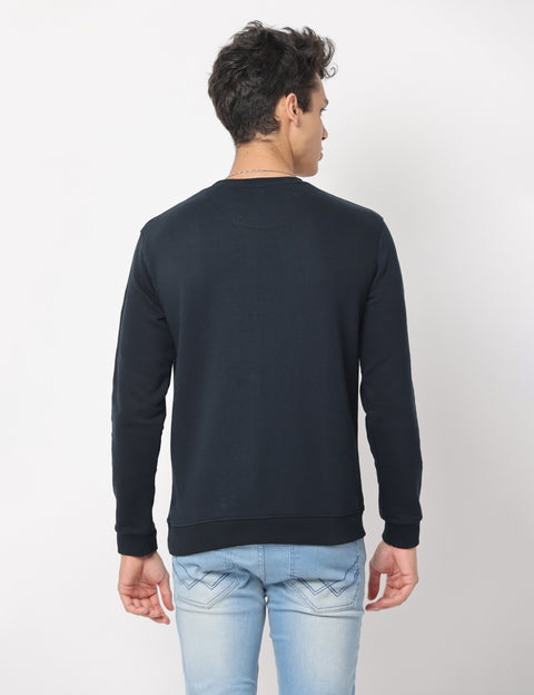 Men's Slim Fit Crew Neck Long Sleeve Sweat Shirt, Black