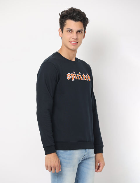 Men's Slim Fit Crew Neck Long Sleeve Sweat Shirt, Black