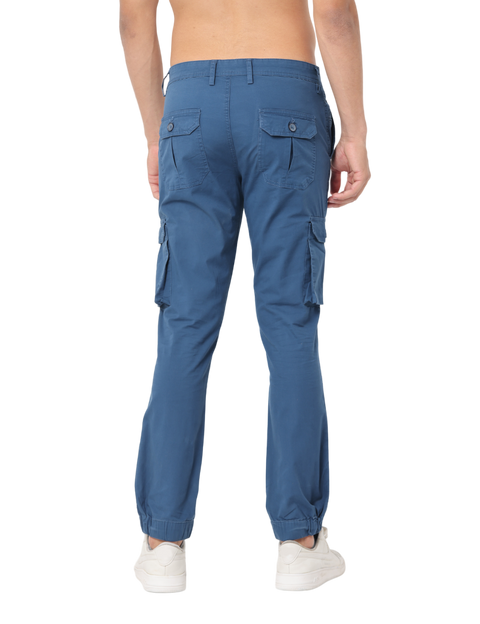 Men's Teal Slim Fit Cargo Trouser