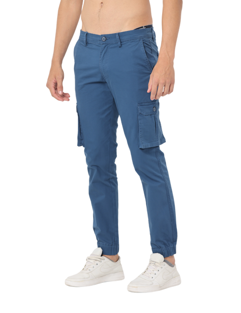 Men's Teal Slim Fit Cargo Trouser