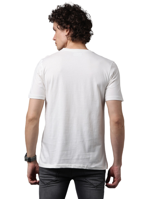 Men's Printed Round Neck T-Shirt, Off White