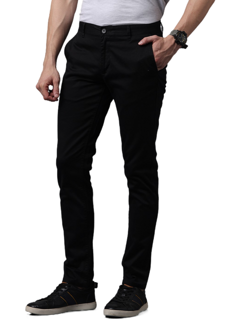 Men's Slim Fit Chino Casual Trouser, Black, Business Casuals