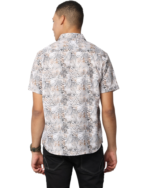 Men's Leopard Print Short Sleeve Casual Shirt