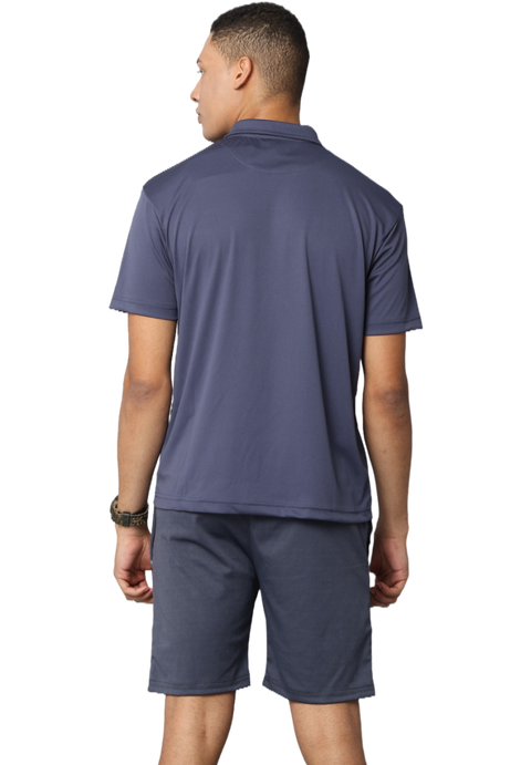 Men's Blue Athleisure Dry Fit Polo T-Shirt