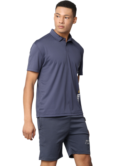 Men's Blue Athleisure Dry Fit Polo T-Shirt