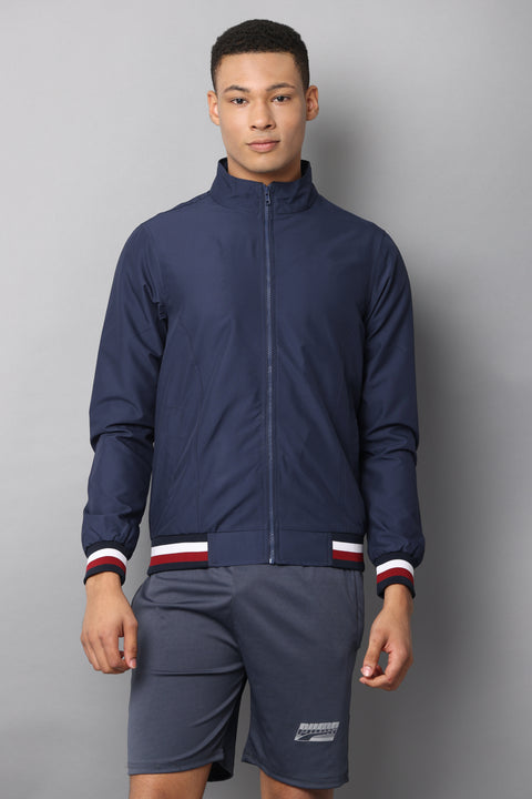 Men's Slim Fit Navy Blue Full Sleeve Jacket