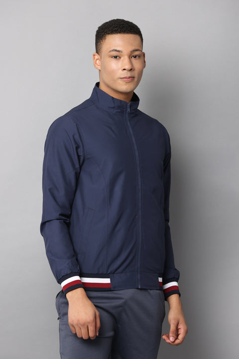 Men's Slim Fit Navy Blue Full Sleeve Jacket