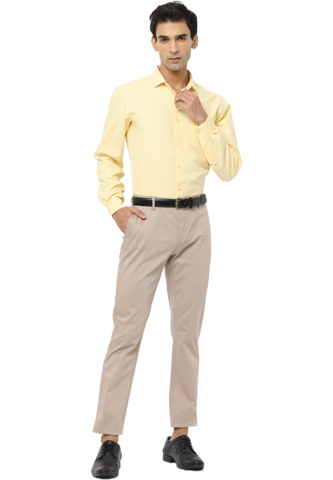 Men's Beige Slim Fit Casual Chino Trouser