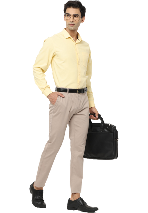 Men's Beige Slim Fit Casual Chino Trouser