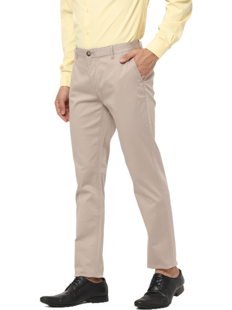 Men's Beige Slim Fit Casual Chino Trouser