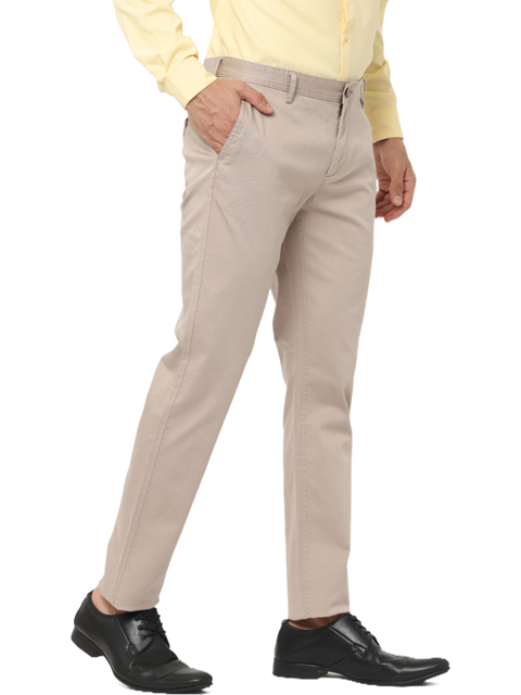 Men's Beige Slim Fit Casual Chino Trouser