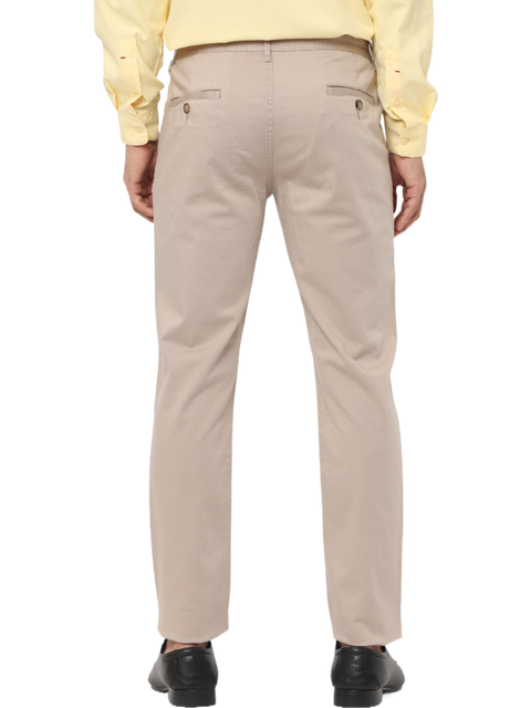 Men's Beige Slim Fit Casual Chino Trouser