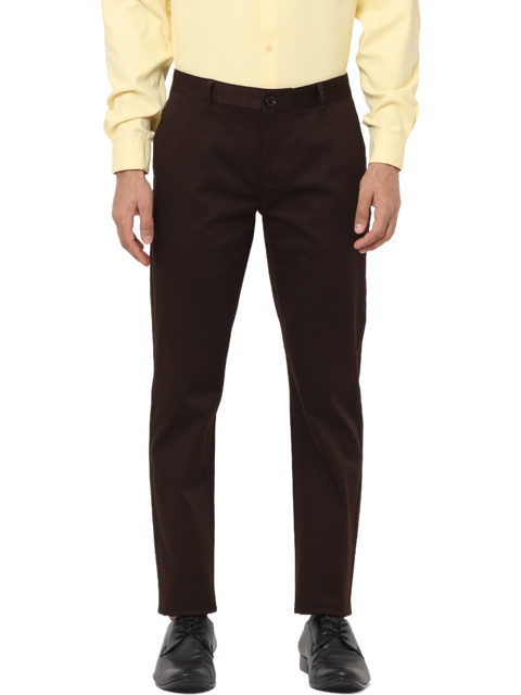 Men's Slim Fit Cotton Chino Pants, Chocolate Brown