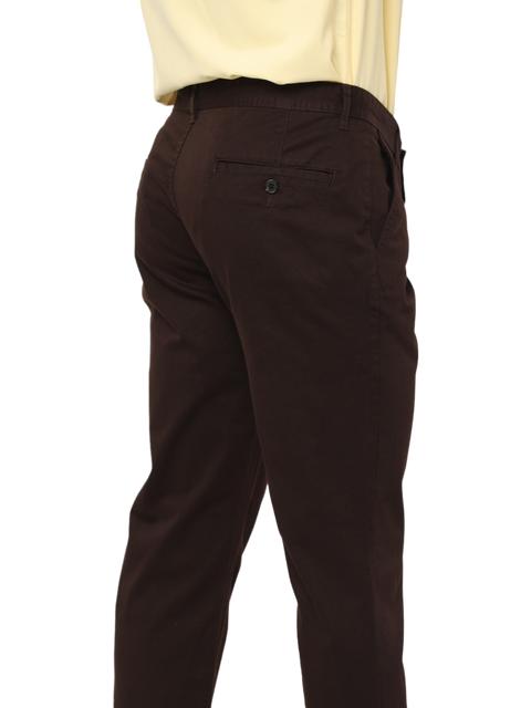 Men's Slim Fit Cotton Chino Pants, Chocolate Brown