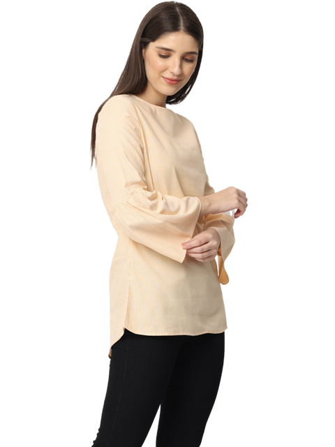 Women's Bell Sleeve Kurta, Peach, Tops