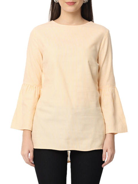 Women's Bell Sleeve Kurta, Peach, Tops