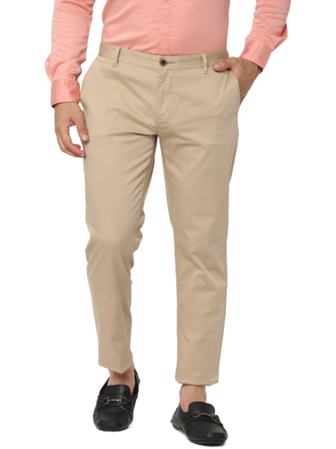 Men's Beige Slim Fit Casual Chino Trouser