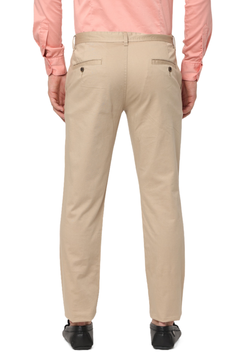 Men's Beige Slim Fit Casual Chino Trouser