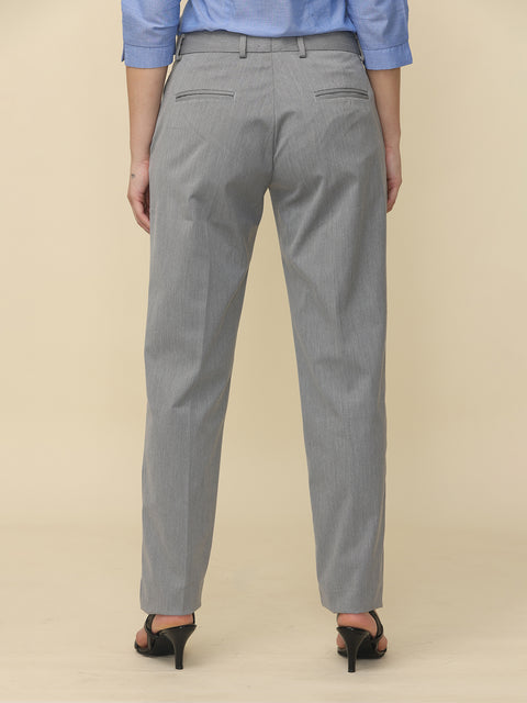 Women's Grey Slim Fit Formal Trouser