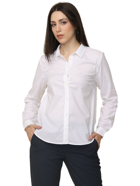 Women's White Slim Fit Cotton Formal Shirt