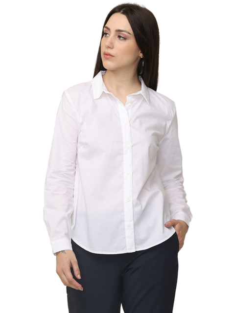 Women's White Slim Fit Cotton Formal Shirt