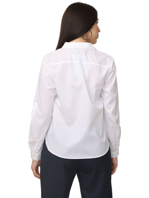 Women's White Slim Fit Cotton Formal Shirt