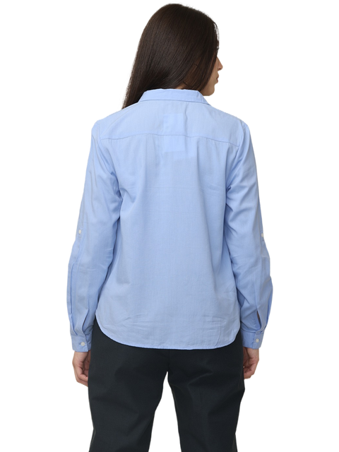 Women's Sky Blue Slim Fit Cotton Formal Shirt