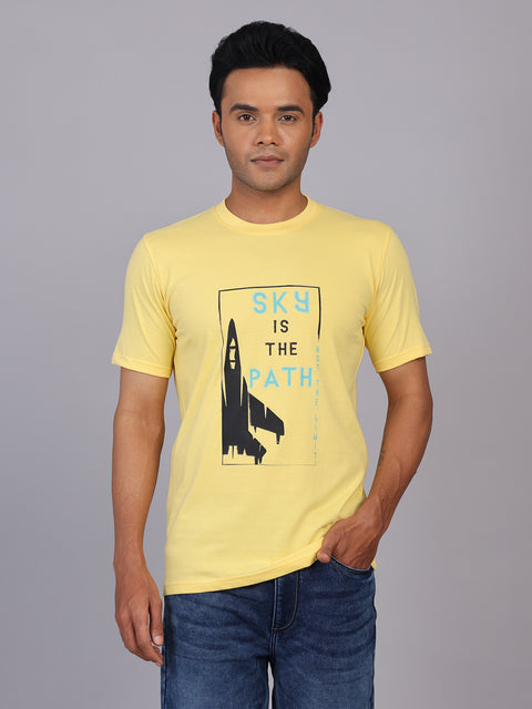Men’s Yellow Round Neck Cotton T-Shirt