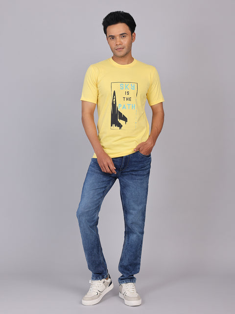 Men’s Yellow Round Neck Cotton T-Shirt