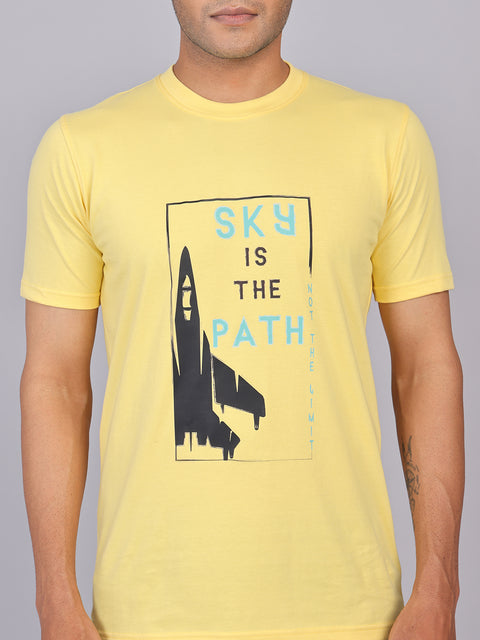 Men’s Yellow Round Neck Cotton T-Shirt