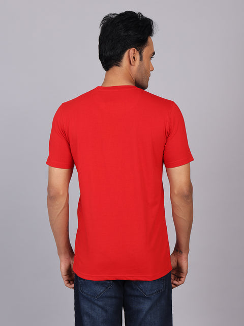 Men’s Red Round Neck Cotton T-Shirt