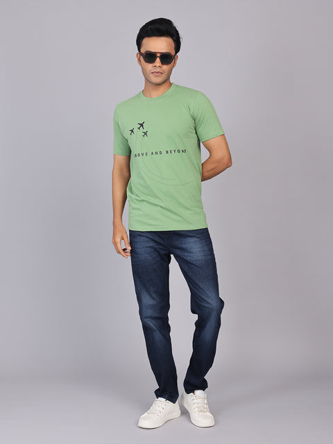 Men’s Green Round Neck Cotton T-Shirt