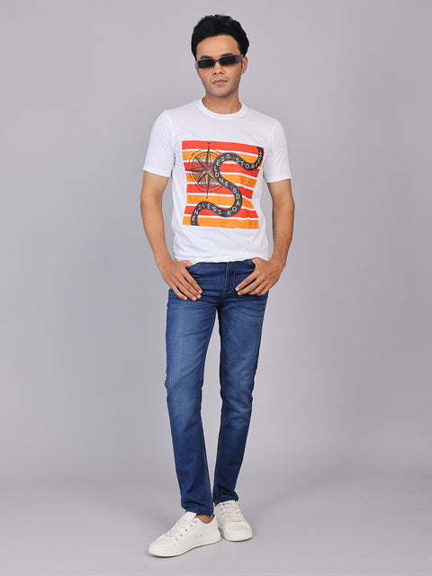 Men’s White Round Neck Cotton T-Shirt