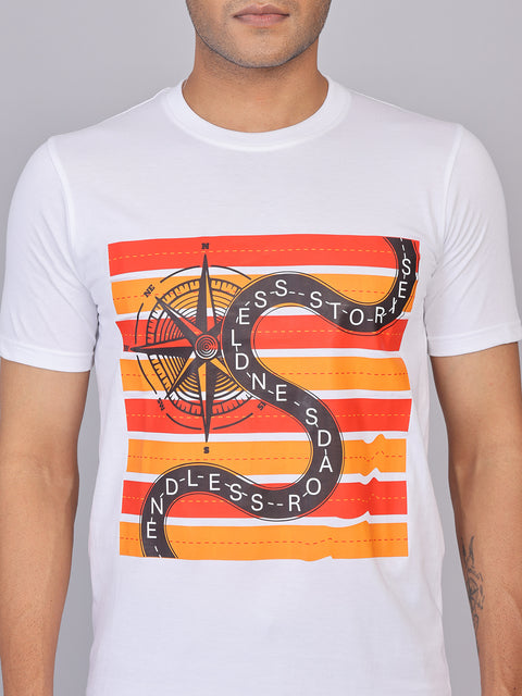 Men’s White Round Neck Cotton T-Shirt