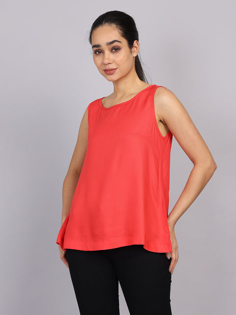 Women’s Pink Sleeveless Woven Top