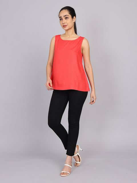 Women’s Pink Sleeveless Woven Top