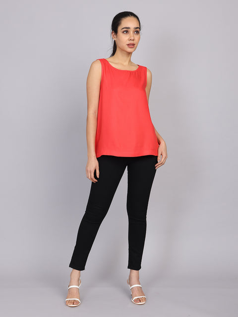 Women’s Pink Sleeveless Woven Top